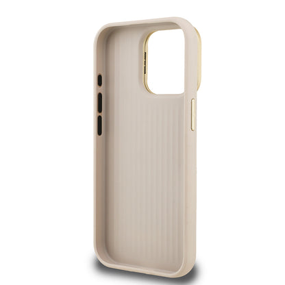 Apple iPhone 15 Pro Kılıf Guess Orjinal Lisanslı Grained Yazı Logolu Kamera Standlı Kapak Pembe