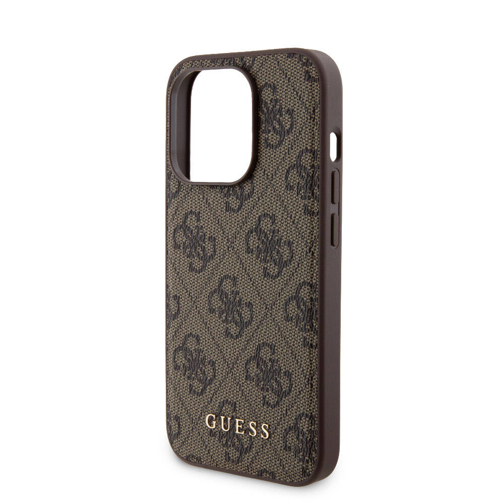 Apple iPhone 15 Pro Case Guess Original Licensed M-safe Charging Feature Text Logo 4G Patterned Cover + Powerbank 5000mAh 2in1 Set Black 