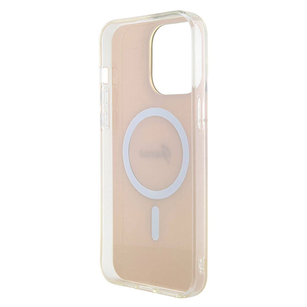 Apple iPhone 15 Pro Case Guess Original Licensed M-safe Charging Feature Iridescent Cover with Text Logo Black