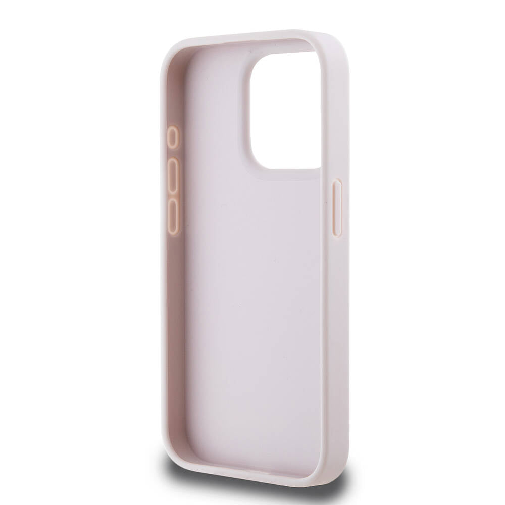 Apple iPhone 15 Pro Case Guess Original Licensed PU Leather Cover with Text and 4G Metal Logo Pattern Pink