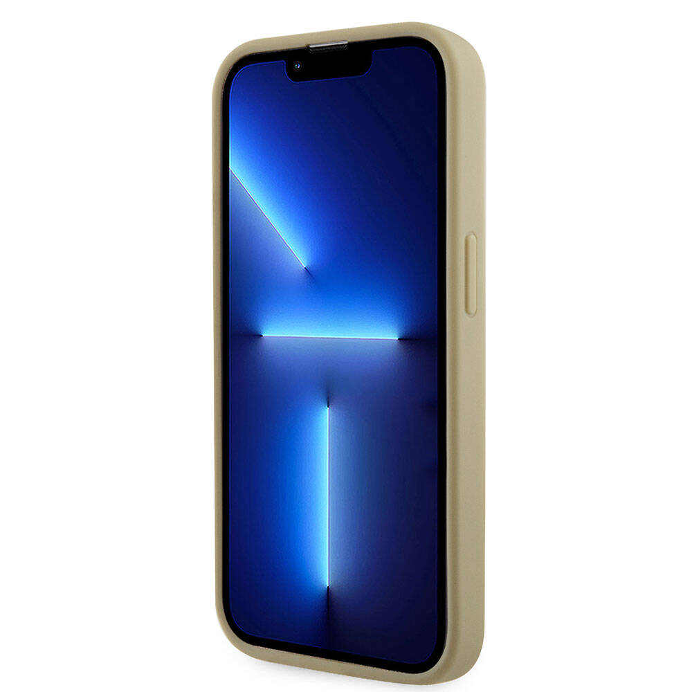Apple iPhone 15 Pro Case Guess Original Licensed Stone Back Surface Triangle Logo Cover Silver