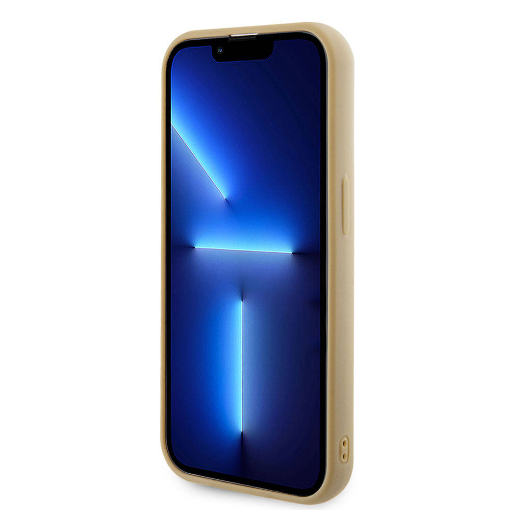 Apple iPhone 15 Pro Case Guess Original Licensed Disco Script Metal Cover Gold with Text Logo