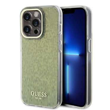 Apple iPhone 15 Pro Case Guess Original Licensed Mirror Disco Cover Colorful with Text Logo
