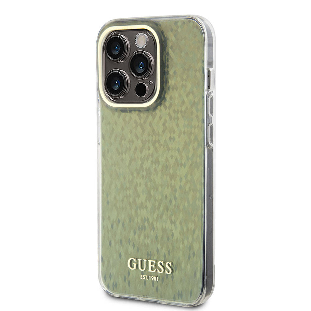 Apple iPhone 15 Pro Case Guess Original Licensed Mirror Disco Cover Purple with Text Logo