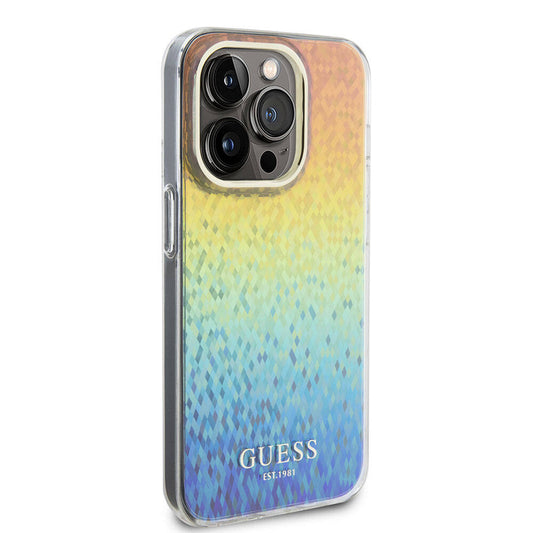 Apple iPhone 15 Pro Case Guess Original Licensed Mirror Disco Cover Colorful with Text Logo
