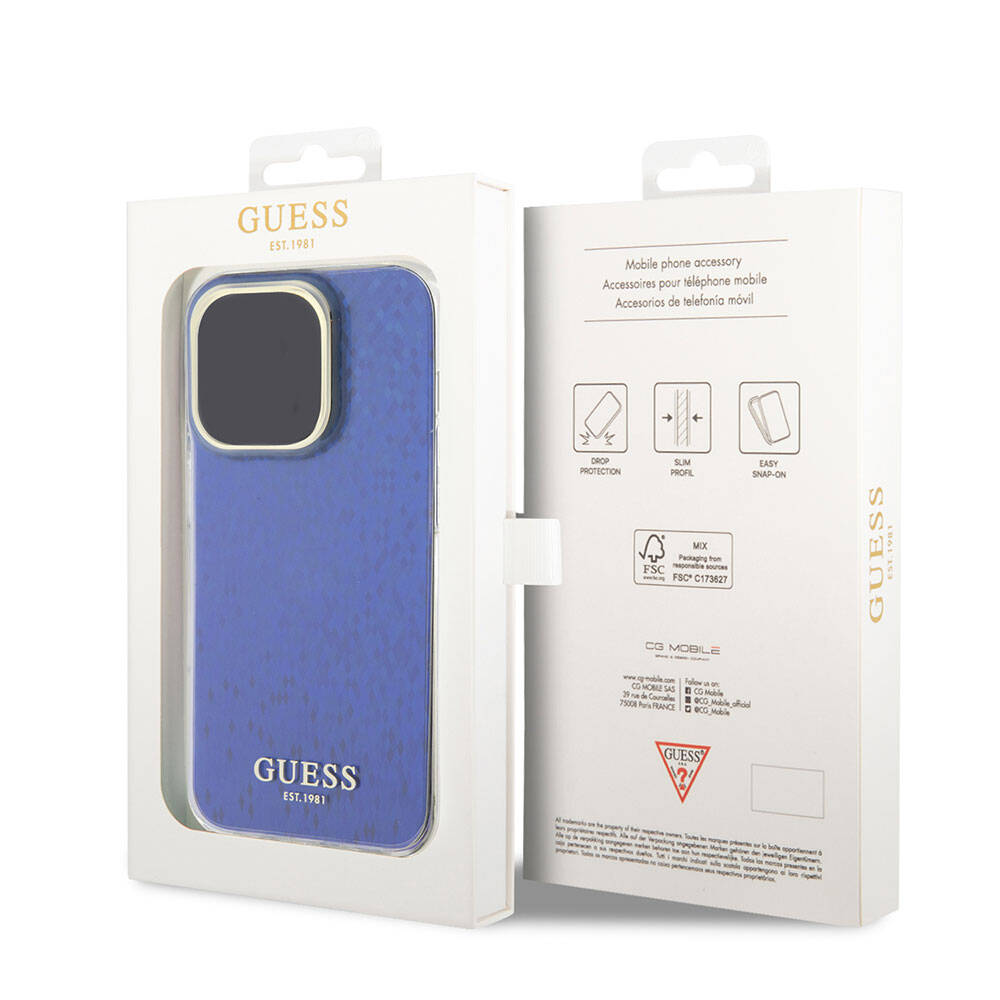 Apple iPhone 15 Pro Case Guess Original Licensed Mirror Disco Cover Colorful with Text Logo