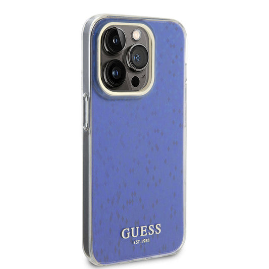 Apple iPhone 15 Pro Case Guess Original Licensed Mirror Disco Cover Purple with Text Logo
