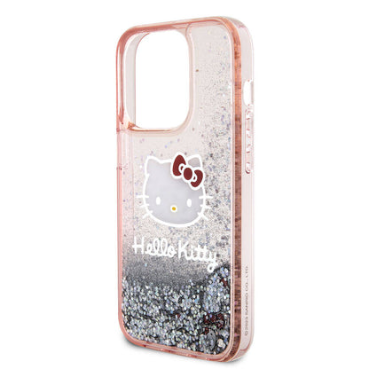 Apple iPhone 15 Pro Kılıf Hello Kitty Orjinal Lisanslı İkonik Sıvılı Glitter Kapak Renksiz