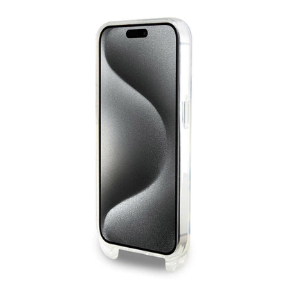 Apple iPhone 15 Pro Kılıf Karl Lagerfeld Orjinal Lisanslı Boyun Askılı Karl İkonik Crossbody Kapak Renksiz