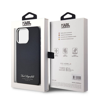 Apple iPhone 15 Pro Kılıf Karl Lagerfeld Orjinal Lisanslı KL Yazılı Hotel Kapak Gri