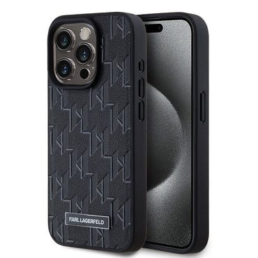 Apple iPhone 15 Pro Kılıf Karl Lagerfeld Orjinal Lisanslı M-safe Şarj Özellikli KL Yazılı Hot Stamp Kapak Krem