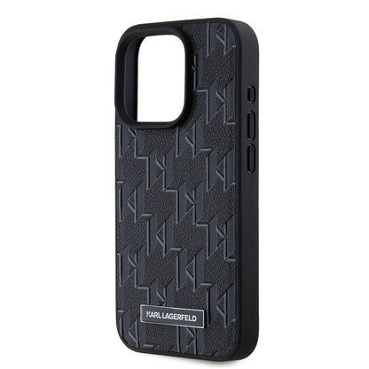 Apple iPhone 15 Pro Kılıf Karl Lagerfeld Orjinal Lisanslı M-safe Şarj Özellikli KL Yazılı Hot Stamp Kapak Krem