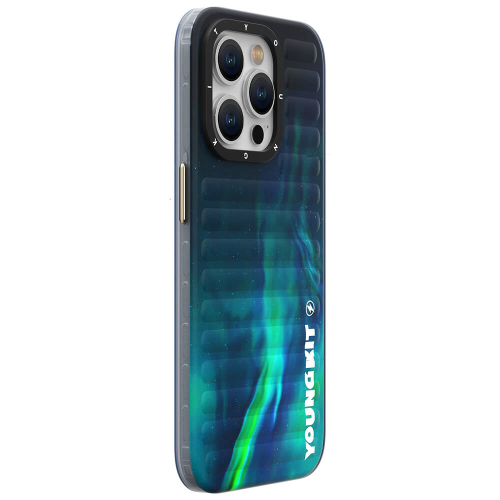 Apple iPhone 15 Pro Case Northern Lights Pattern Youngkit Aurora Series Cover Blue 