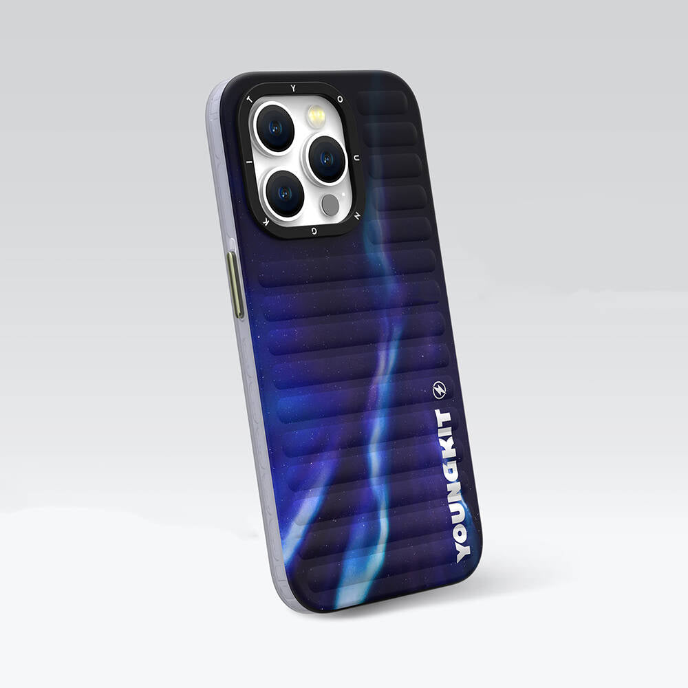 Apple iPhone 15 Pro Case Northern Lights Pattern Youngkit Aurora Series Cover Blue 
