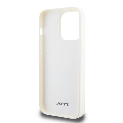 Apple iPhone 15 Pro Kılıf Lacoste Orjinal Lisanslı M-safe Şarj Özellikli PU Deri Görünümlü Kartlıklı Karışık Monogram Desenli Kapak Siyah