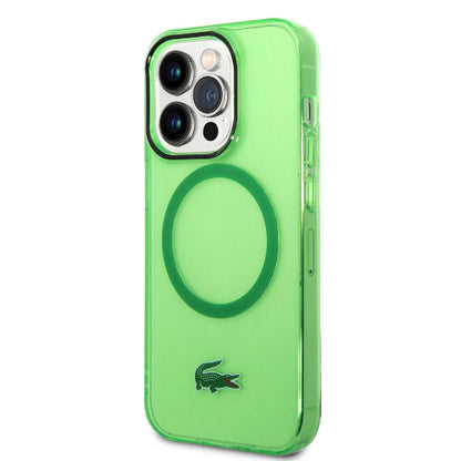 Apple iPhone 15 Pro Kılıf Lacoste Orjinal Lisanslı M-safe Şarj Özellikli Transparan Timsah Logo Baskılı Kapak Mavi Açık