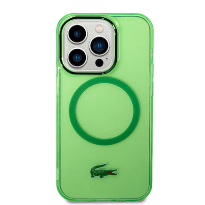 Apple iPhone 15 Pro Kılıf Lacoste Orjinal Lisanslı M-safe Şarj Özellikli Transparan Timsah Logo Baskılı Kapak Mavi Açık