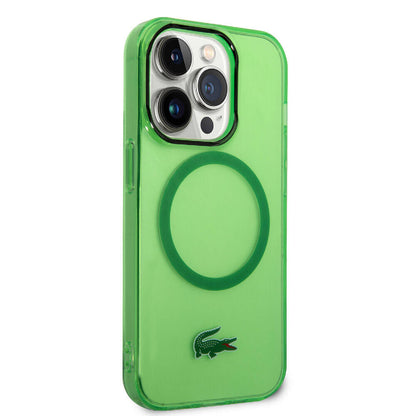 Apple iPhone 15 Pro Kılıf Lacoste Orjinal Lisanslı M-safe Şarj Özellikli Transparan Timsah Logo Baskılı Kapak Mavi Açık