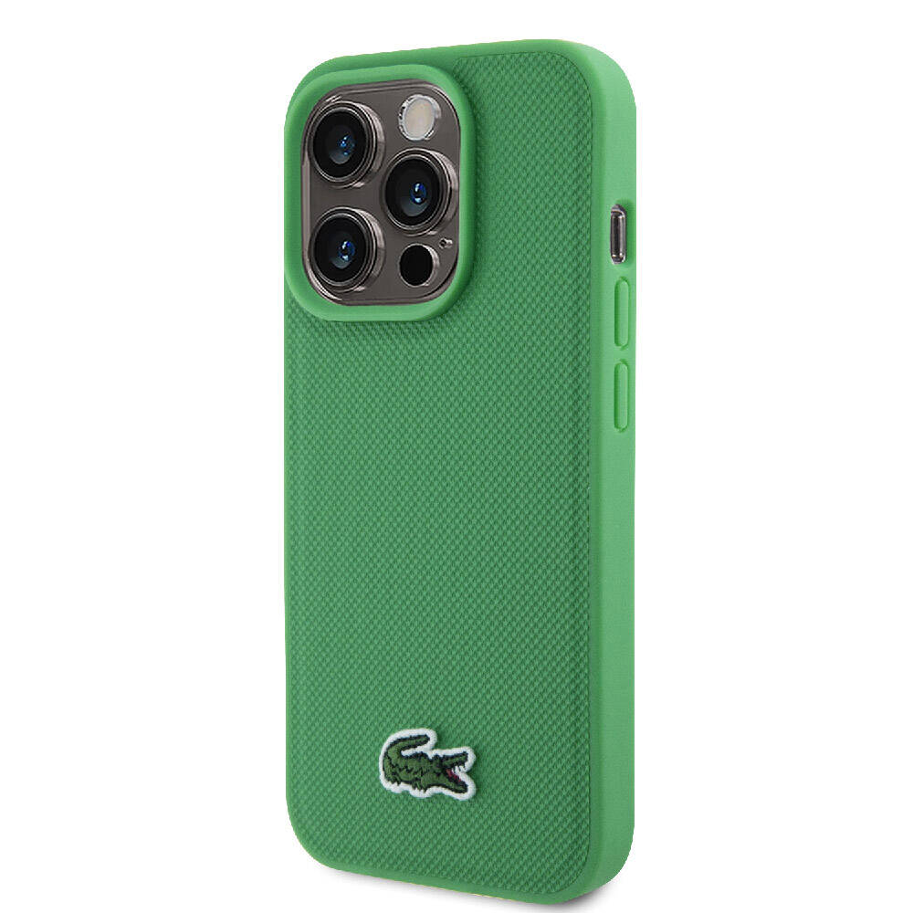 Apple iPhone 15 Pro Kılıf Lacoste Orjinal Lisanslı PU Pike Desenli Arka Yüzey İkonik Timsah Dokuma Logolu Kapak Kırmızı