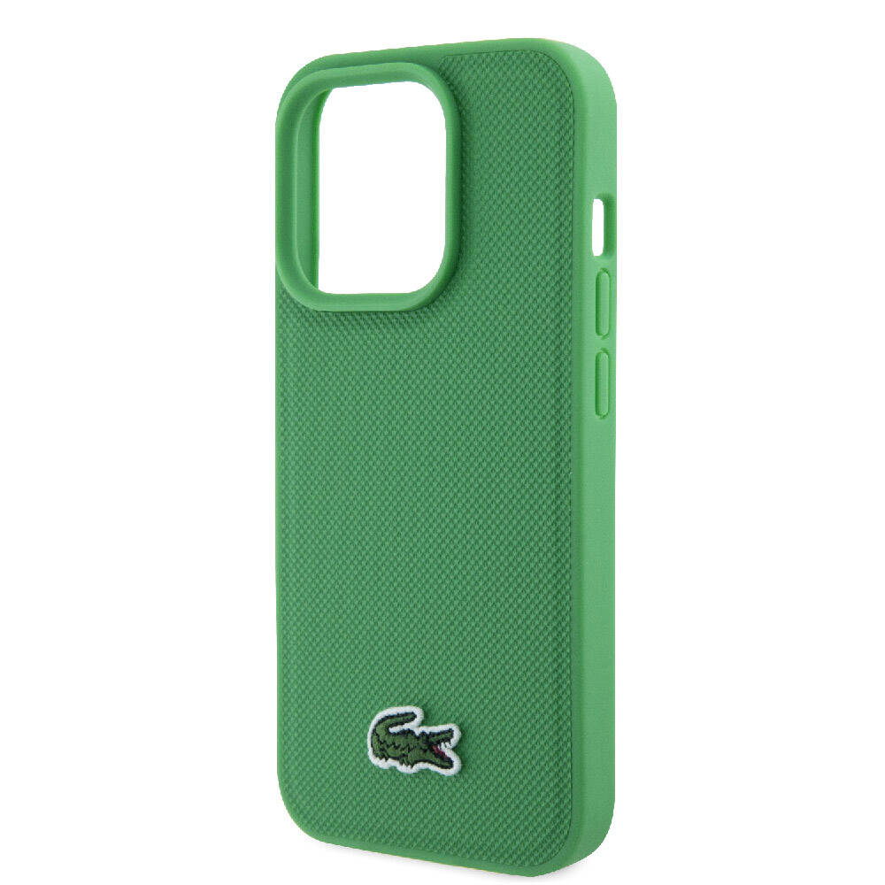 Apple iPhone 15 Pro Kılıf Lacoste Orjinal Lisanslı PU Pike Desenli Arka Yüzey İkonik Timsah Dokuma Logolu Kapak Kırmızı
