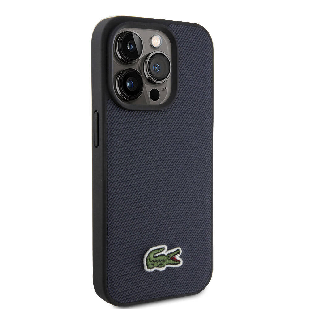 Apple iPhone 15 Pro Kılıf Lacoste Orjinal Lisanslı PU Pike Desenli Arka Yüzey İkonik Timsah Dokuma Logolu Kapak Kırmızı