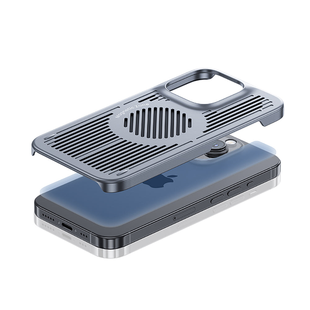 Apple iPhone 15 Pro Kılıf M-safe Şarj ve Soğutucu Özellikli Benks Biliz Kapak Gri