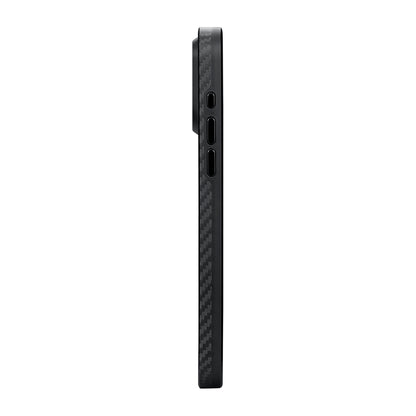 Apple iPhone 15 Pro Kılıf M-safe Şarj Özellikli 1500D Aramid Fiber Pitaka Military-Grade Classic Serisi Black-Grey Twill Kapak Siyah-Gri