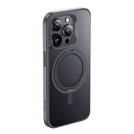 Apple iPhone 15 Pro Case M-safe Charging Feature 360° Rotating Benks Pop Stand Cover Gray 