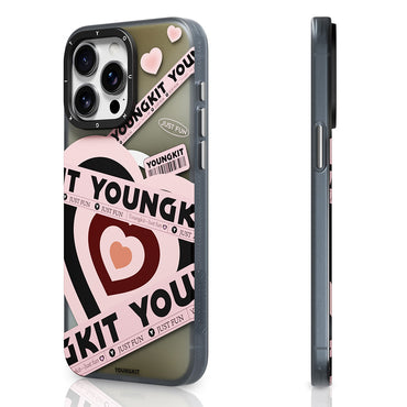 Apple iPhone 15 Pro Kılıf M-safe Şarj Özellikli Airbagli Çift Katmanlı Youngkit Flipped Serisi Kapak Pembe