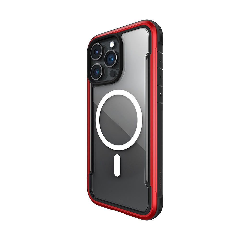 Apple iPhone 15 Pro Kılıf M-safe Şarj Özellikli Airbagli Raptic Shield Serisi Şeffaf Arka Yüzey Kapak Kırmızı