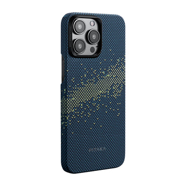 Apple iPhone 15 Pro Kılıf M-safe Şarj Özellikli Aramid Fiber Pitaka Tactile Woven Starpeak Serisi Milky Way Galaxy Kapak Mavi