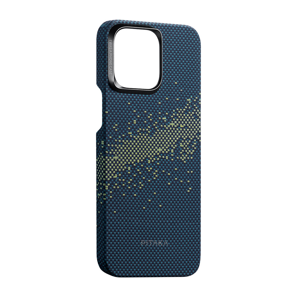 Apple iPhone 15 Pro Kılıf M-safe Şarj Özellikli Aramid Fiber Pitaka Tactile Woven Starpeak Serisi Milky Way Galaxy Kapak Mavi