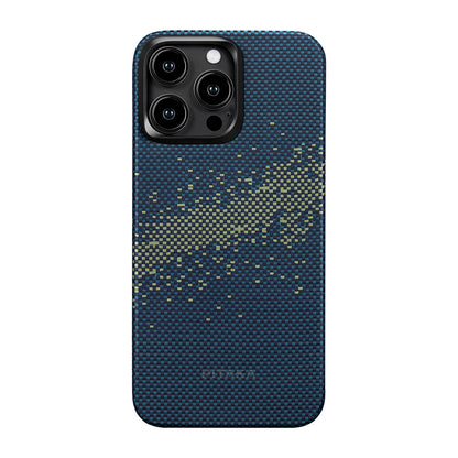 Apple iPhone 15 Pro Kılıf M-safe Şarj Özellikli Aramid Fiber Pitaka Tactile Woven Starpeak Serisi Milky Way Galaxy Kapak Mavi