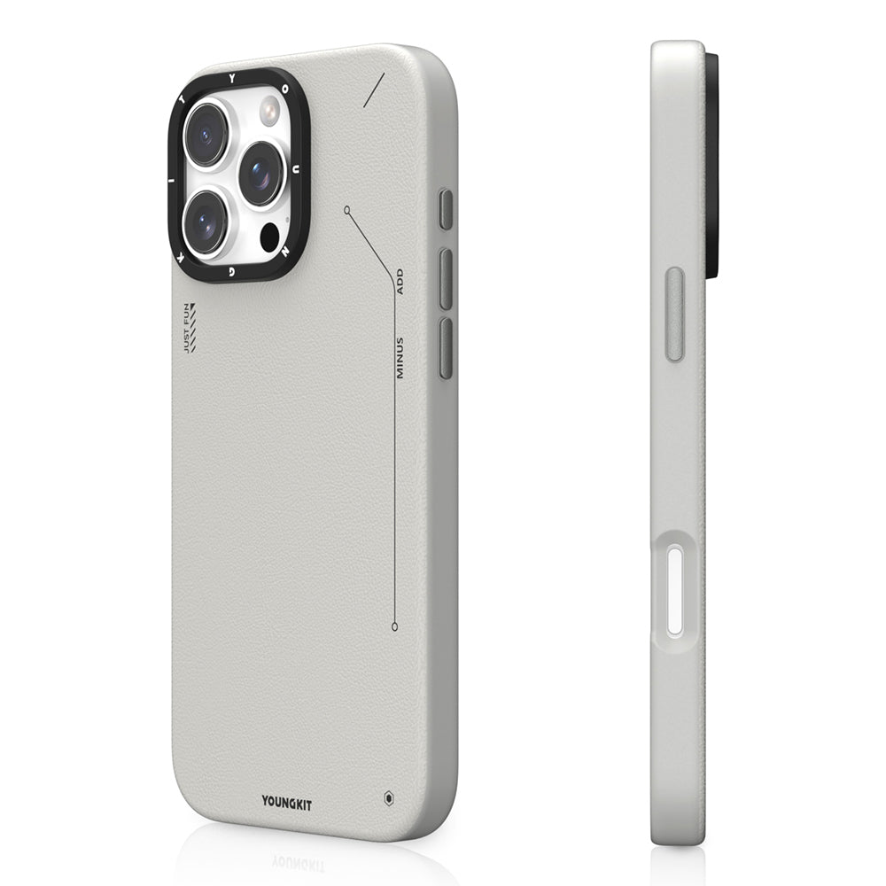 Apple iPhone 15 Pro Kılıf M-safe Şarj Özellikli Basit Mat Deri Desenli Youngkit Tech Fashion Serisi Kapak Kahverengi