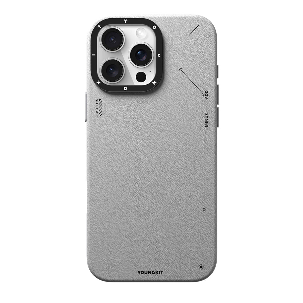 Apple iPhone 15 Pro Kılıf M-safe Şarj Özellikli Basit Mat Deri Desenli Youngkit Tech Fashion Serisi Kapak Kahverengi