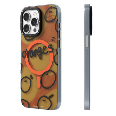 Apple iPhone 15 Pro Case M-safe Charging Feature Bee Brown Design Youngkit Funny Series Cover Orange 