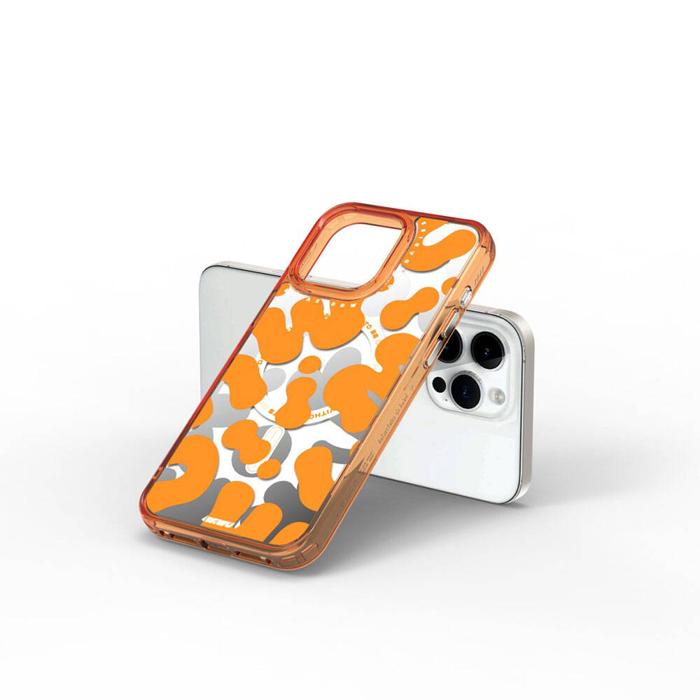 Apple iPhone 15 Pro Case M-safe Charging Feature Paint Patterned Wiwu Fluorescent G Series Cover Purple 