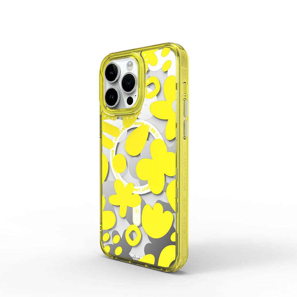 Apple iPhone 15 Pro Case M-safe Charging Feature Paint Patterned Wiwu Fluorescent G Series Cover Purple 