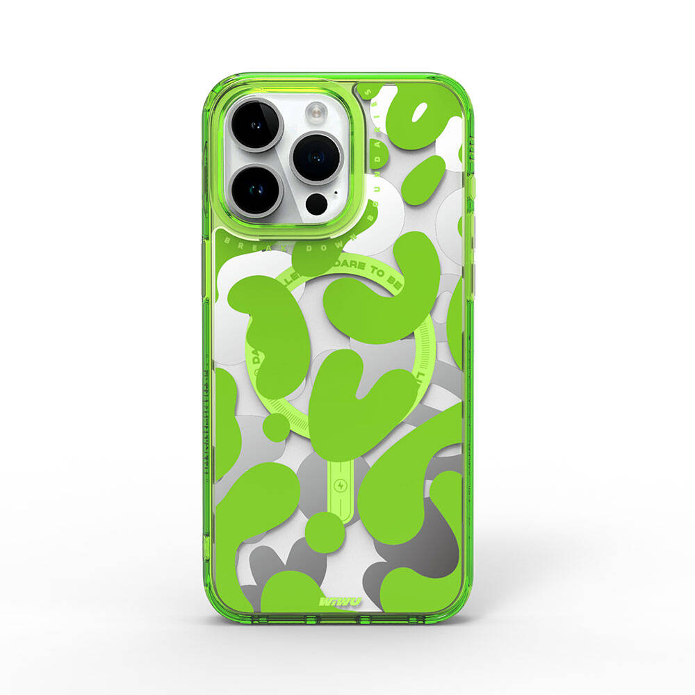 Apple iPhone 15 Pro Case M-safe Charging Feature Paint Patterned Wiwu Fluorescent G Series Cover Purple 