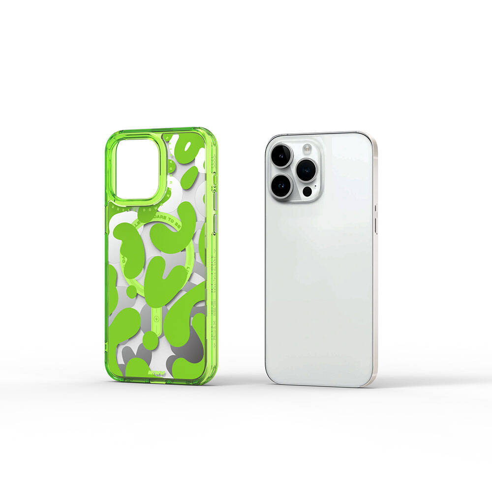 Apple iPhone 15 Pro Case M-safe Charging Feature Paint Patterned Wiwu Fluorescent G Series Cover Purple 