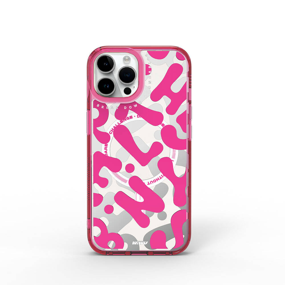 Apple iPhone 15 Pro Case M-safe Charging Feature Paint Patterned Wiwu Fluorescent G Series Cover Orange 