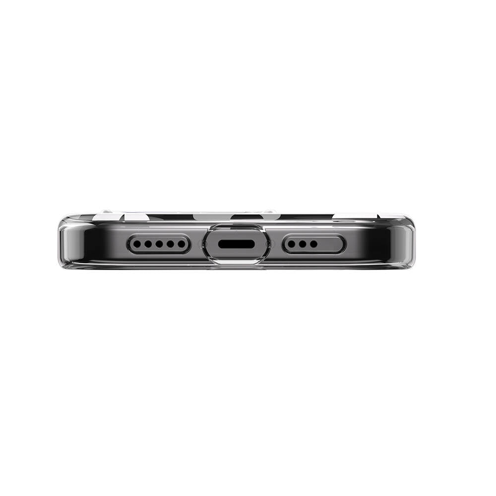 Apple iPhone 15 Pro Kılıf M-safe Şarj Özellikli Çift IMD Baskılı Lisanslı Switcheasy Artist-M Fleur Kapak Gri