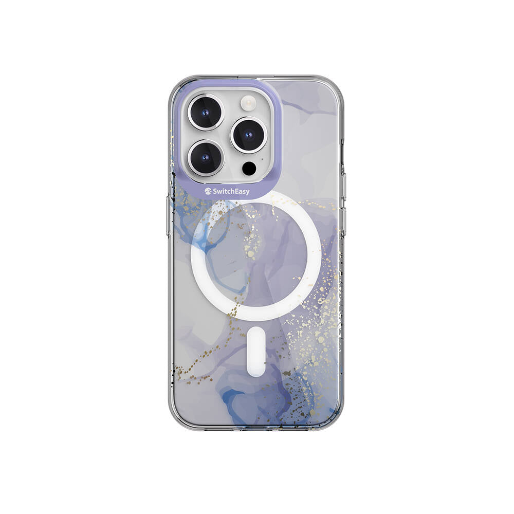 Apple iPhone 15 Pro Kılıf M-safe Şarj Özellikli Çift IMD Baskılı Lisanslı Switcheasy Artist-M Veil Kapak Mor