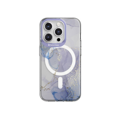 Apple iPhone 15 Pro Kılıf M-safe Şarj Özellikli Çift IMD Baskılı Lisanslı Switcheasy Artist-M Veil Kapak Mor