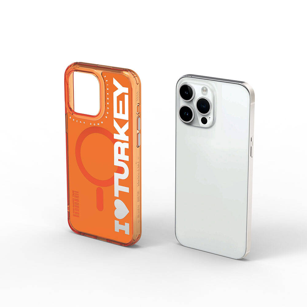 Apple iPhone 15 Pro Case with M-Safe Charging Feature, I Love Turkey Text Pattern, Wiwu Turkey E Series Cover Green 