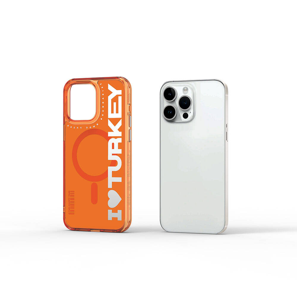 Apple iPhone 15 Pro Case with M-Safe Charging Feature, I Love Turkey Text Pattern, Wiwu Turkey E Series Cover, Black 