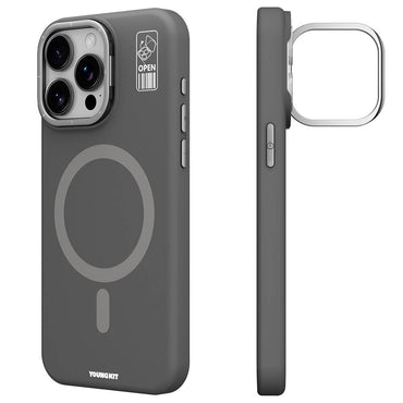 Apple iPhone 15 Pro Case M-safe Charging Feature Camera Stand Youngkit Bitty Cream Cover Gray 