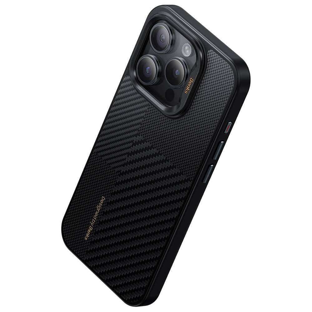 Apple iPhone 15 Pro Case M-safe Charging Carbon Fiber Benks Montage Hybrid ArmorPro Kevlar Cover Black 
