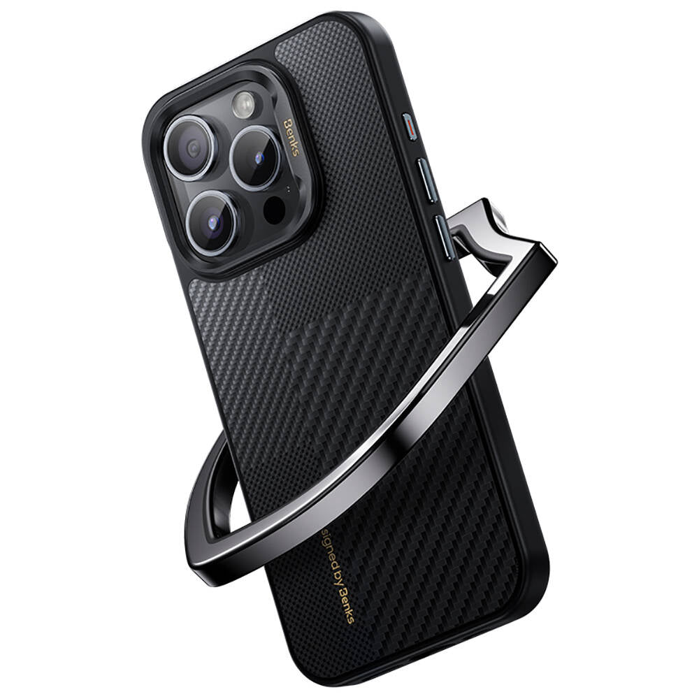 Apple iPhone 15 Pro Case M-safe Charging Carbon Fiber Benks Montage Hybrid ArmorPro Kevlar Cover Black 