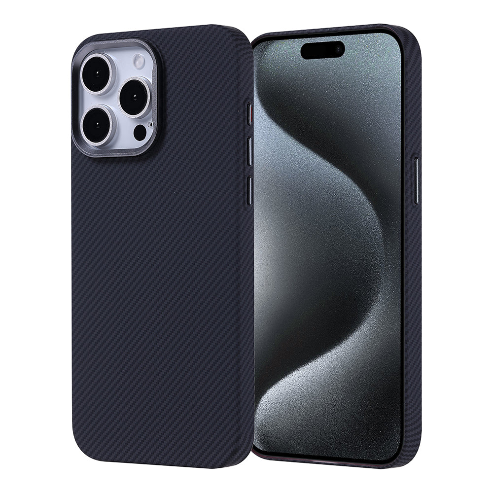 Apple iPhone 15 Pro Kılıf M-safe Şarj Özellikli Karbon Fiber Görünümlü Zore Nekst Kapak